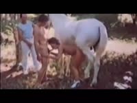 Kinky petite chick got banged in horse anal sex